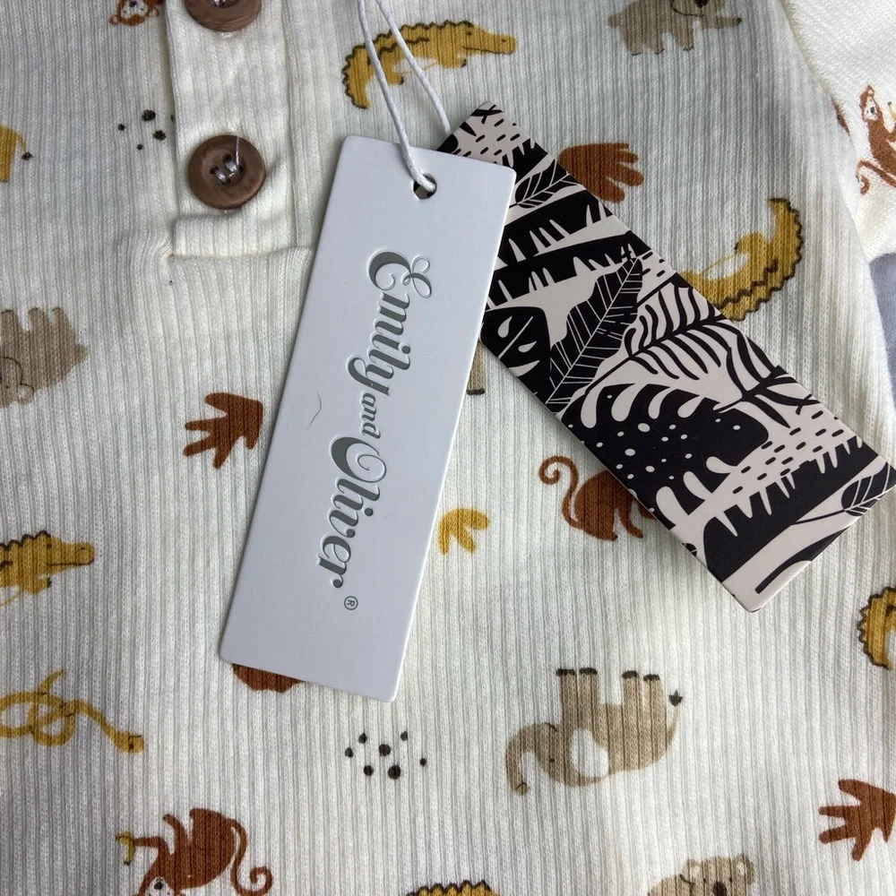 NWT 3 piece set Safari Cute Cotton Onesie matching leggings & cap